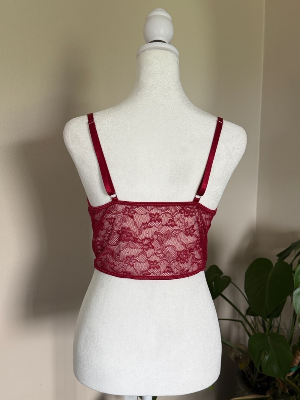 Red Lace Bustier Corset Top - Women's Intimates, Large - Picture 4 of 9